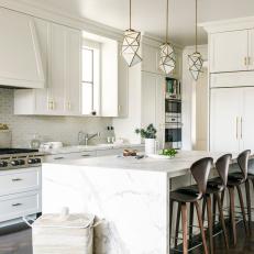 Transitional Kitchen With Marble And Geometric Designs