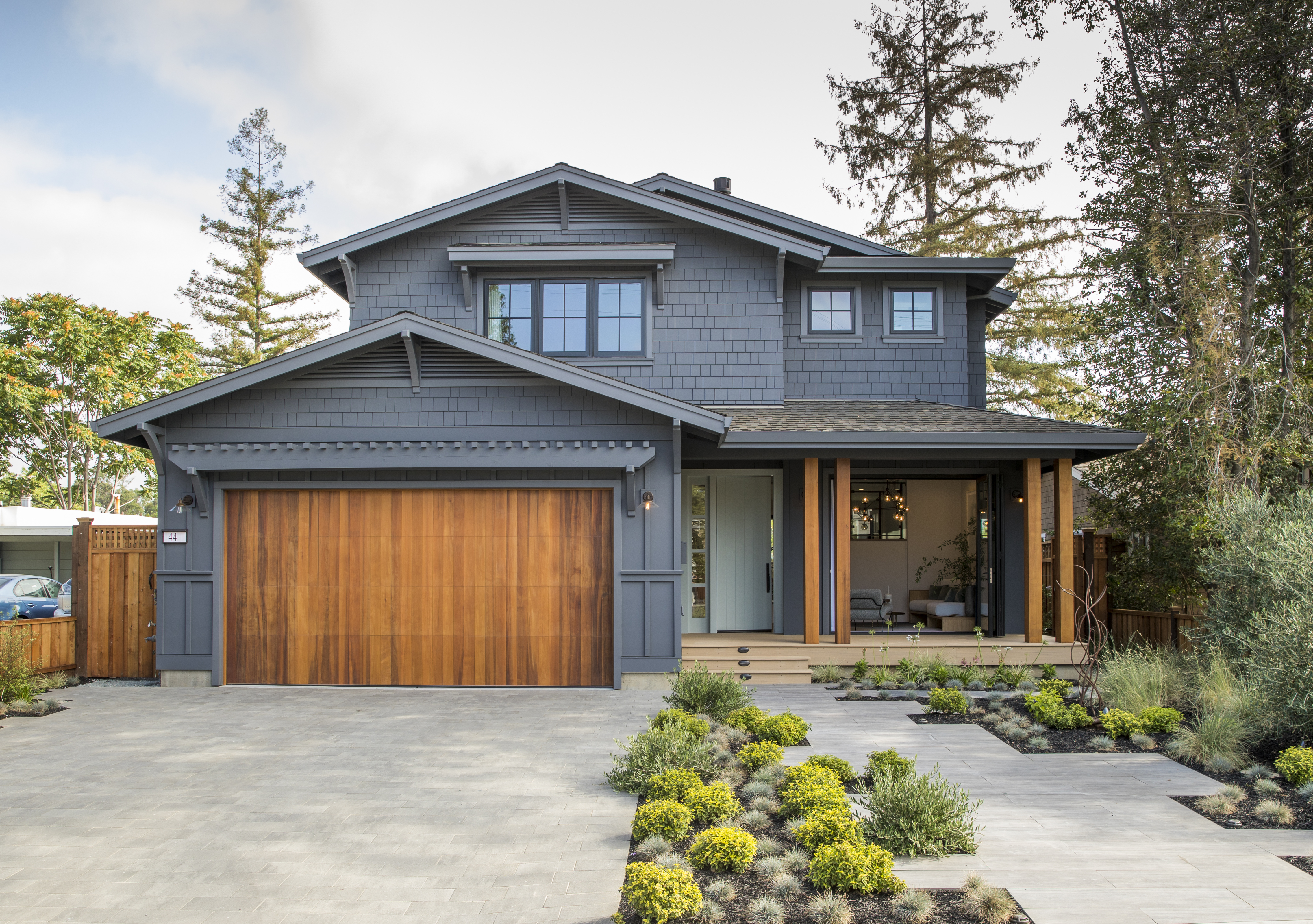 garage door with windows on top