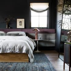 Gray Contemporary Bedroom With Copper Lamp