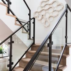 Contemporary Stairs With Black Railing