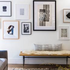 Gallery Wall and Wood Bench