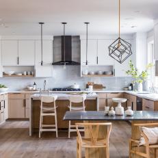 Scandinavian Eat-In Kitchen With Cube Pendant