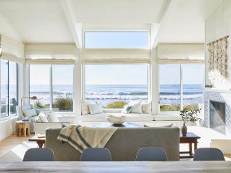 Coastal Living Room With Waves View