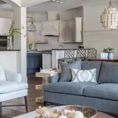 Blue & White Open Concept Living Room