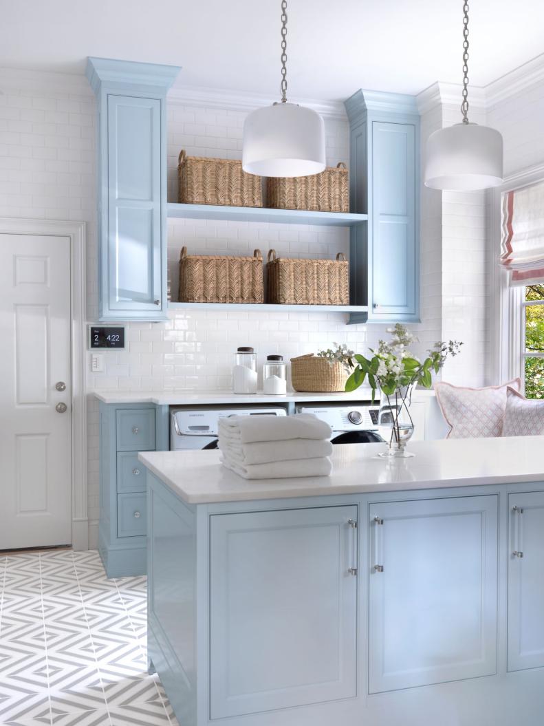 Blue and White Laundry Room 