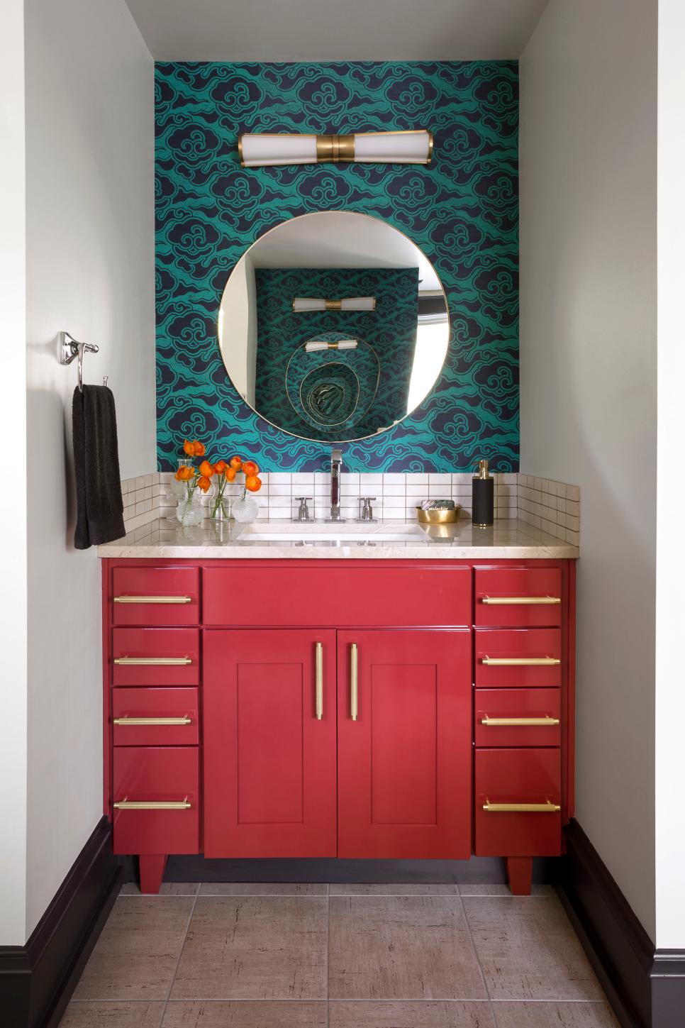 Eclectic Master Bathroom With Pink Vanity | HGTV