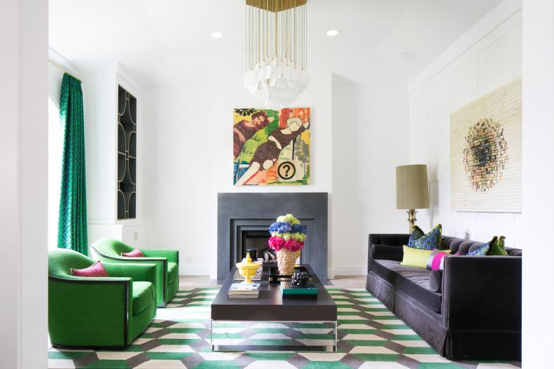 Modern Living Room With Green Rug
