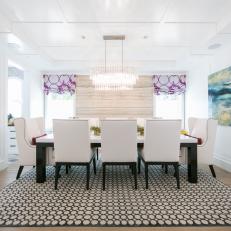 Modern Dining Room With Polka Dot Rug