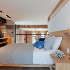 Modern Loft Master Bedroom with Integrated Oak Headboard