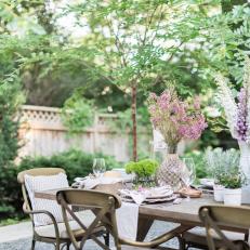Backyard Dining Table with Pastel Florals