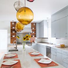 Colorful Pendants Light Up This Kitchen Island