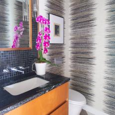 Powder Room with Mixed Patterns