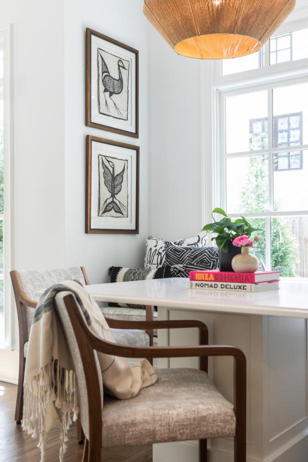 Pair Of Wood Framed Chairs In Kitchen Breakfast Nook Hgtv