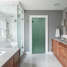 Master Bathroom with Green Door