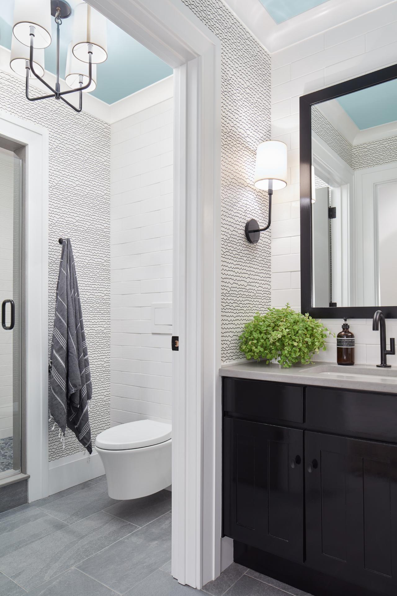 Bathroom With Fun Scribble Wallpaper Hgtv