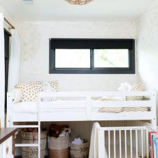 Shared Girls' Bedroom Uses Lofted Bed to Create Space 