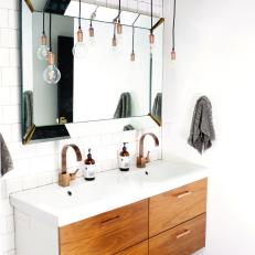 Black Ceiling, Floating Vanity Give Illusion of Space in Small Master Bathroom