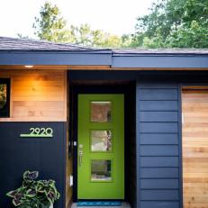 Lime Green Front Door, Dramatic Material Choices Create Strong Curb Appeal