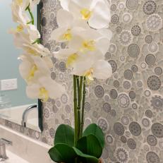 White Orchid Bathroom Vanity Centerpiece 