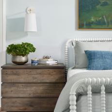 Blue Cottage Master Bedroom With Rustic Dresser