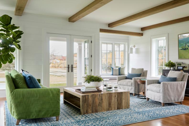 Living Room With Green Sofa