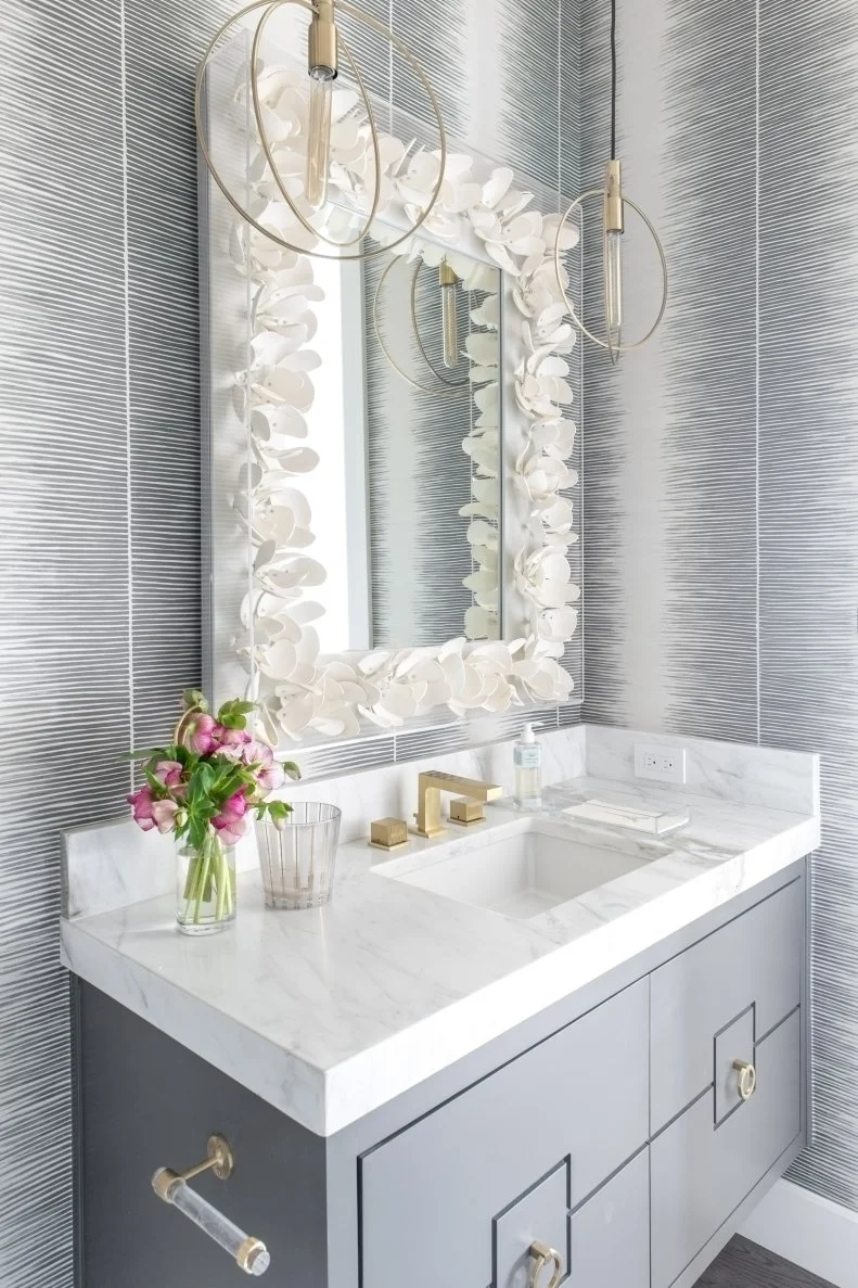 Small Guest Bath With High-End Modern Designs And Marble Vanity
