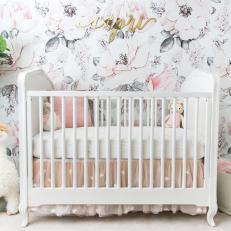 Pastel Nursery With Floral Wallpaper