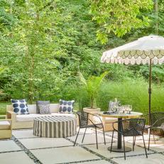 Patio With Striped Ottoman