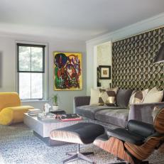 Midcentury Modern Den With Yellow Chair