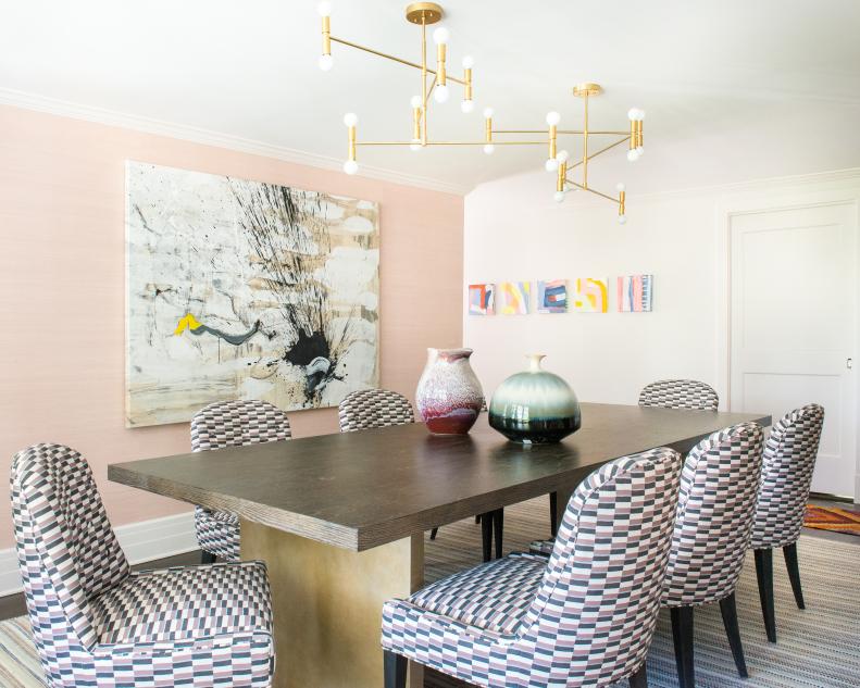 Pink Contemporary Dining Room