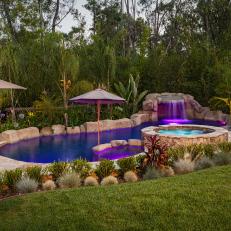 Backyard Pool With Purple Lights