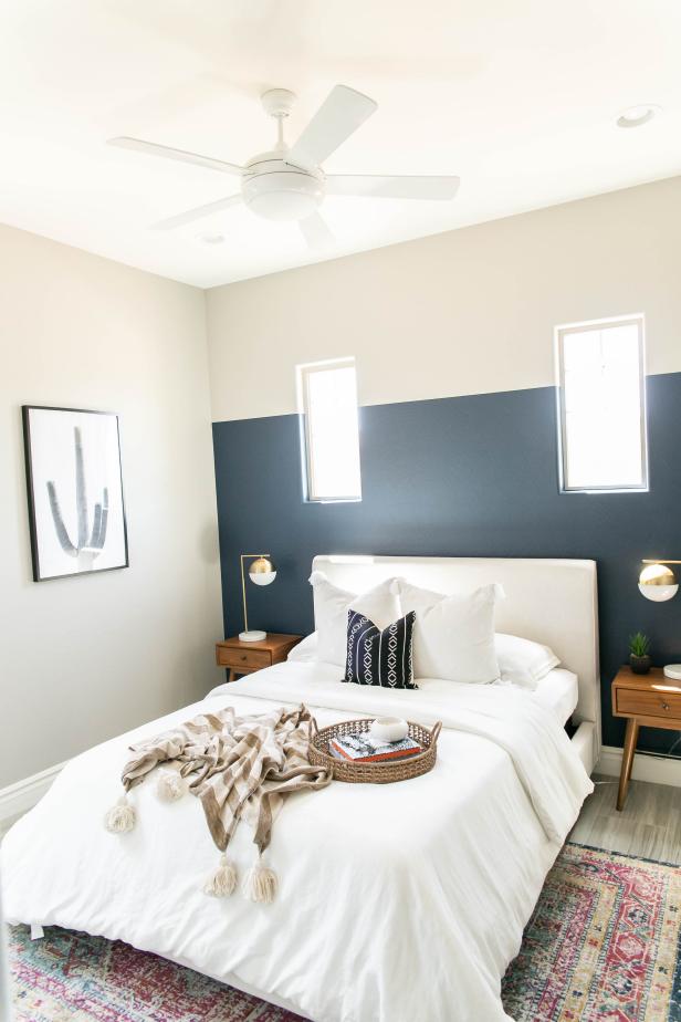  Scandinavian  Bedroom  With Blue Accent Wall  HGTV