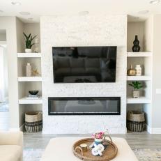 Stone Fireplace and Shelves