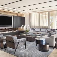 Gray Modern Living Room With TV Console