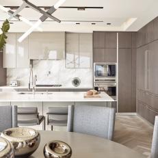 Gray and White Modern Eat-In Kitchen