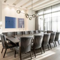 Gray Modern Dining Room With Photograph