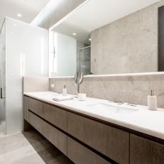 Neutral Modern Bathroom With Wavy Pattern