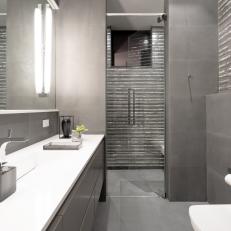 Gray Modern Bathroom With Silver Accents