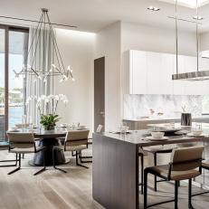 Modern Waterfront Open Plan Kitchen and Dining Area