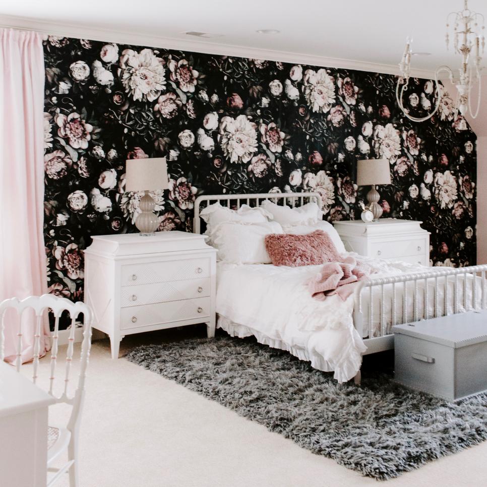 Black and Pink Floral Wall