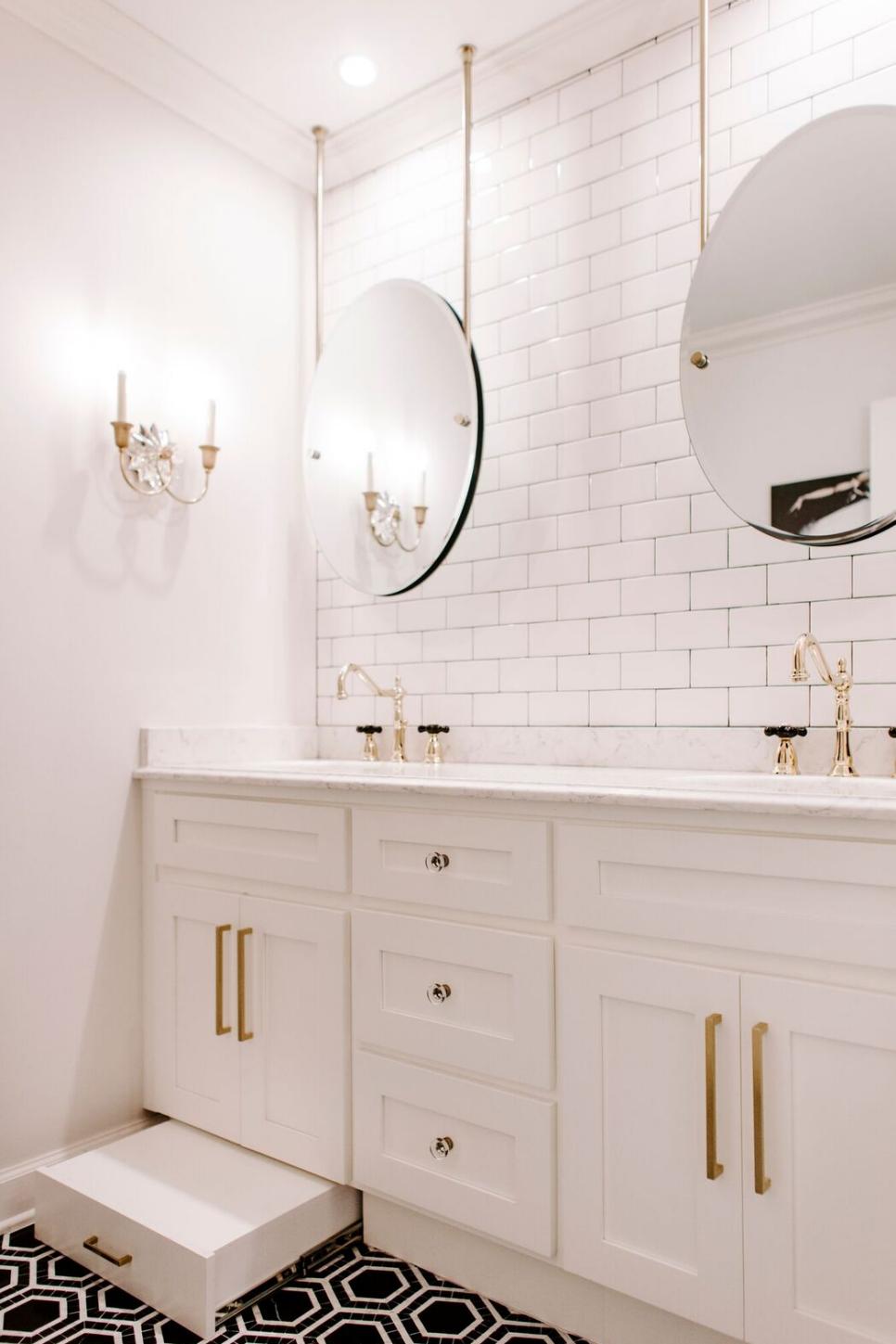 White Double Vanity With Pull Out Step Hgtv