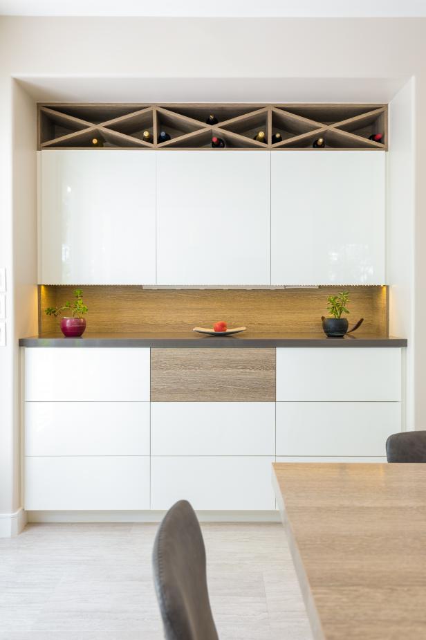 White Kitchen Cabinets And Wood Wine Rack Hgtv