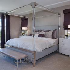 Purple Bedroom With Acrylic Canopy Bed