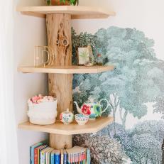 Teen Bedroom With Tree-Inspired Bookshelf