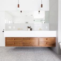 Master Bathroom With Floating Walnut Vanity