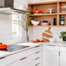 White Scandinavian Kitchen With Cooktop
