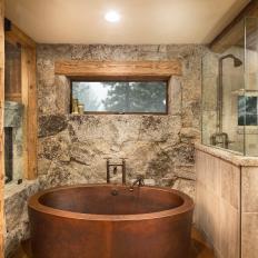 Rustic Master Bathroom With Copper Tub