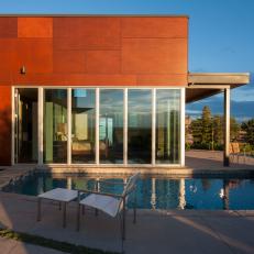 Modern Home Exterior With Reflecting Pool