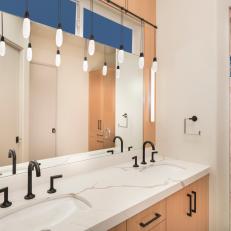 Midcentury Modern Bathroom With Marble Countertop