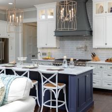 Gray Eat-In Kitchen With Island Seating